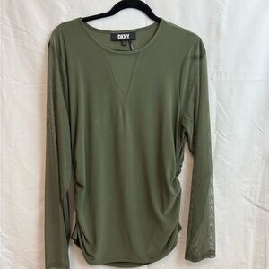 DKNY Women's Long Sleeve Top in Forest Green